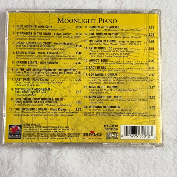Timeless Piano Favorites CD – Moonlight Piano - Instrumental BMG Madacy 1998 - Picture 2 of 6